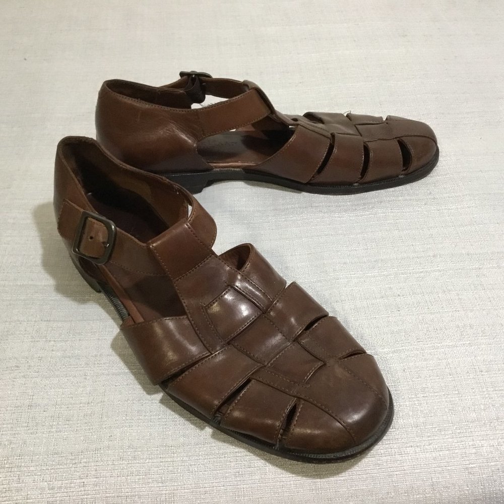 Cole Haan City Men Brown Leather Fisherman Sandals C03335 Size 9.5D